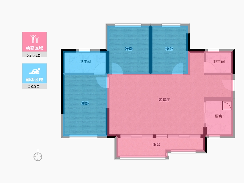 四川省-绵阳市-碧桂园时代之光-81.56-户型库-动静分区