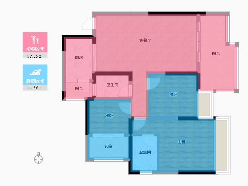 四川省-绵阳市-阳光西雅图二期-83.02-户型库-动静分区