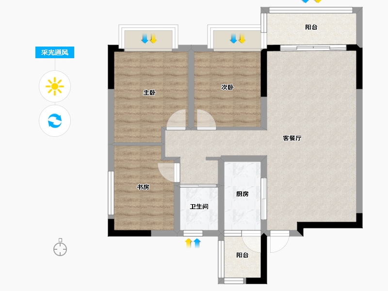 四川省-成都市-四川煤田天府龙城-76.85-户型库-采光通风