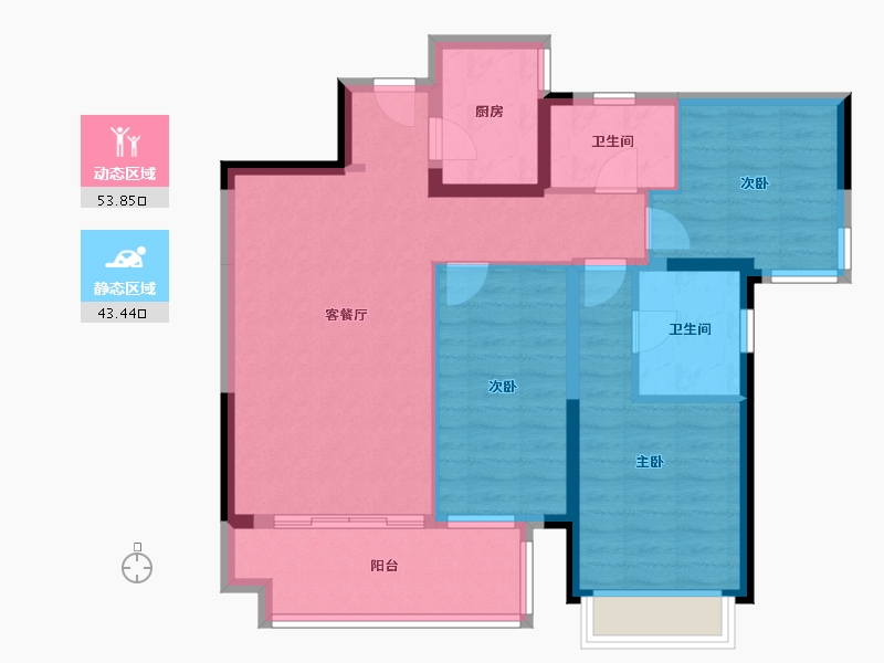 四川省-成都市-世茂璀璨天城-86.74-户型库-动静分区