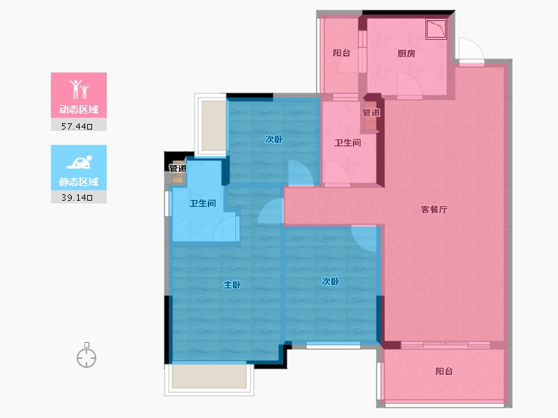 广西壮族自治区-桂林市-桂林华润中心-86.22-户型库-动静分区