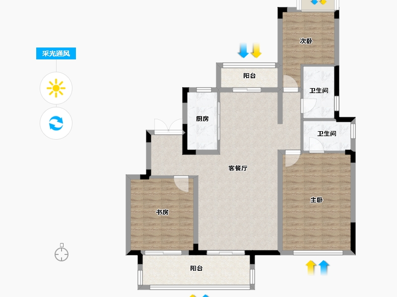 湖南省-张家界市-珑璟湾洋房-110.37-户型库-采光通风