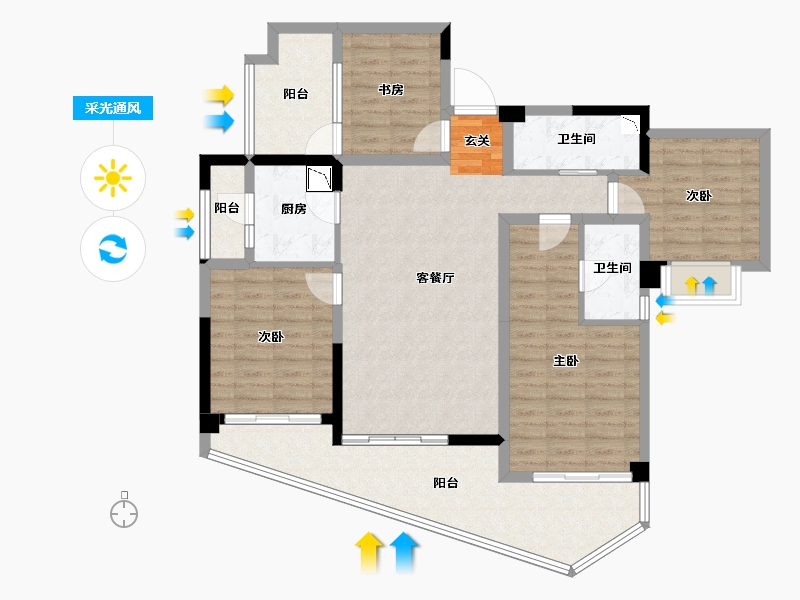 四川省-成都市-麓湖生态城•水晶溪岸-114.25-户型库-采光通风