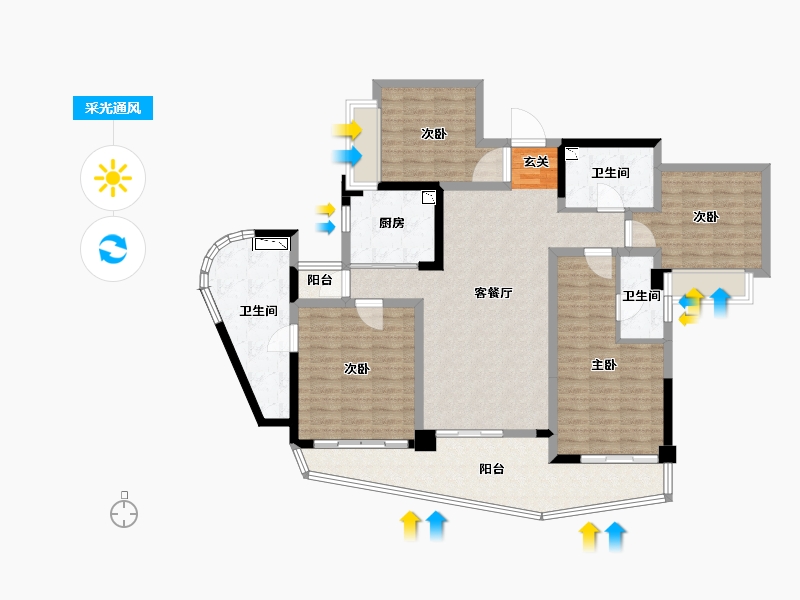 四川省-成都市-麓湖生态城•水晶溪岸-133.35-户型库-采光通风