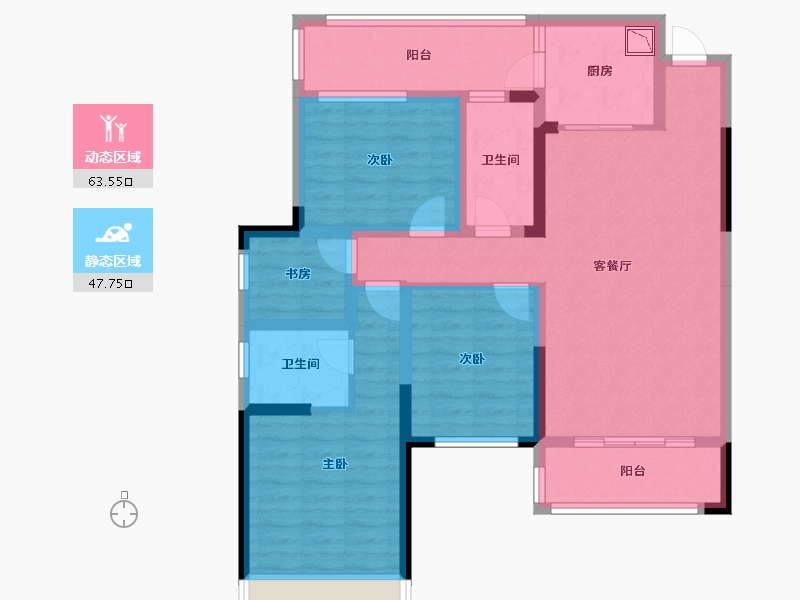 四川省-绵阳市-长虹天樾三期-97.45-户型库-动静分区