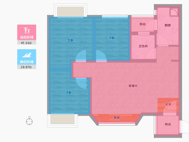 四川省-成都市-金恒德时代金悦-65.24-户型库-动静分区