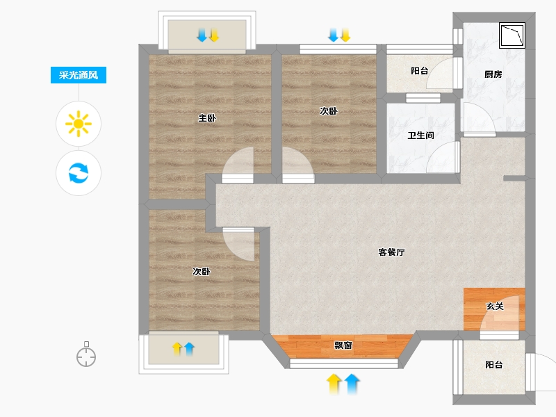 四川省-成都市-金恒德时代金悦-65.24-户型库-采光通风