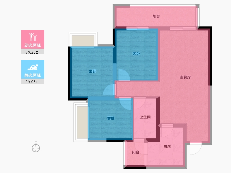 四川省-内江市-内江金科集美天宸-69.77-户型库-动静分区