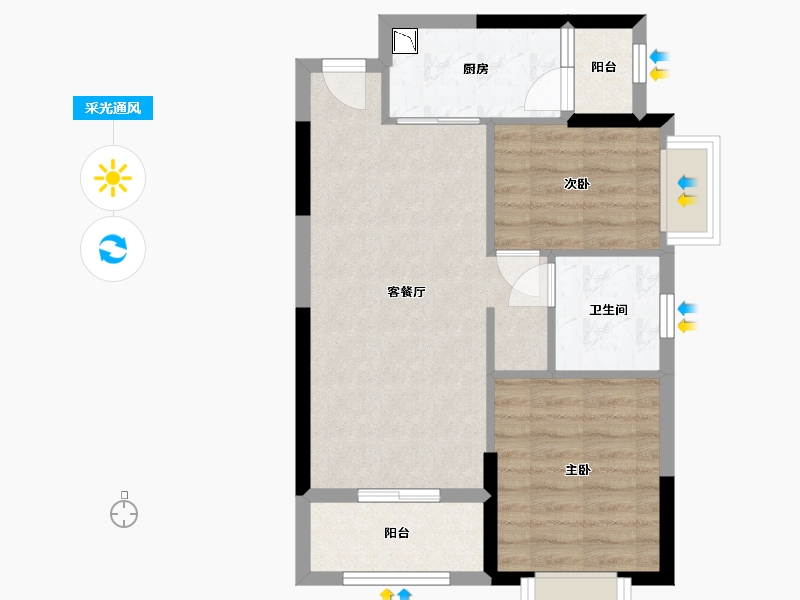 四川省-宜宾市-恒大名都-57.51-户型库-采光通风