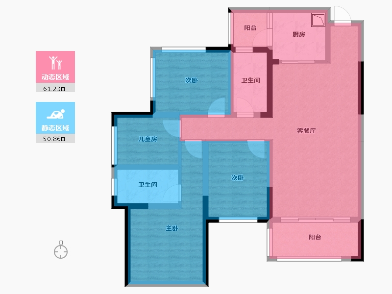 四川省-绵阳市-长虹天樾三期-98.61-户型库-动静分区