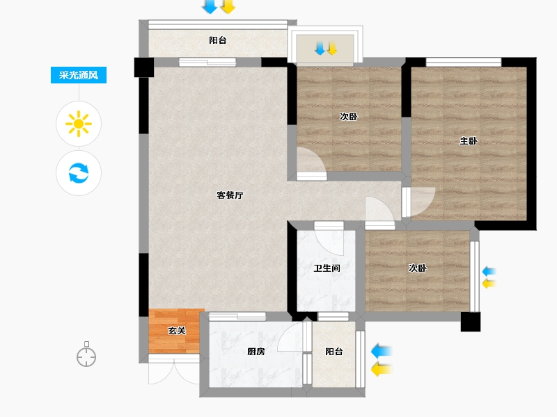 四川省-巴中市-成中江与城二期-68.81-户型库-采光通风