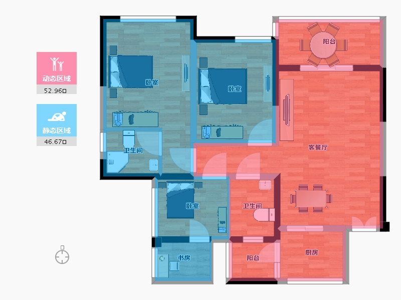 四川省-巴中市-成中江与城二期-88.29-户型库-动静分区