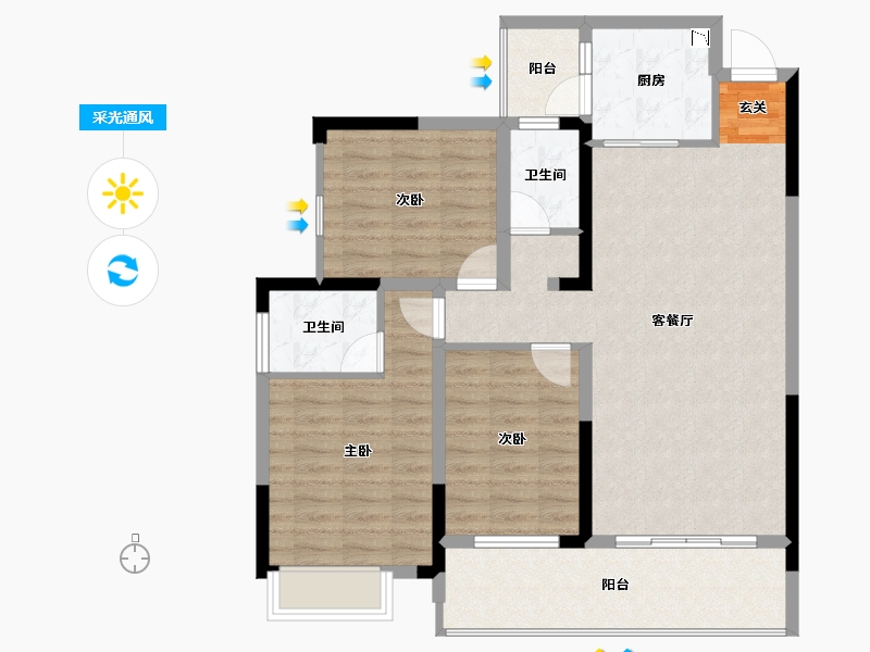 广西壮族自治区-桂林市-溪岸枫景-96.66-户型库-采光通风