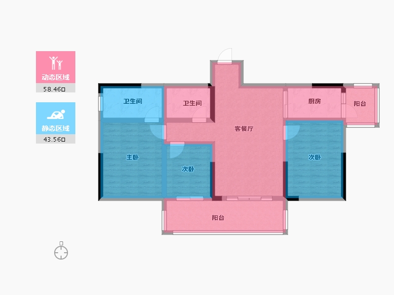 四川省-绵阳市-中央华府-90.13-户型库-动静分区