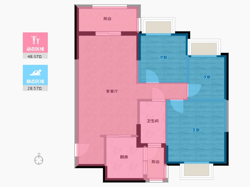 四川省-宜宾市-恒大名都-68.31-户型库-动静分区