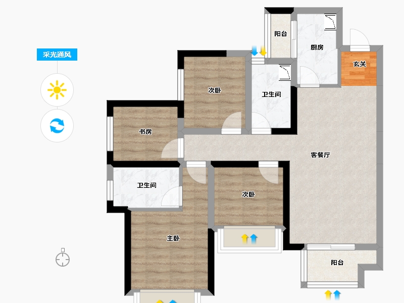 四川省-成都市-朗基香颂天府-76.41-户型库-采光通风