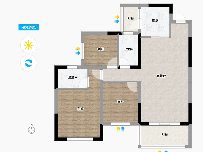 四川省-内江市-邦泰天著-81.87-户型库-采光通风