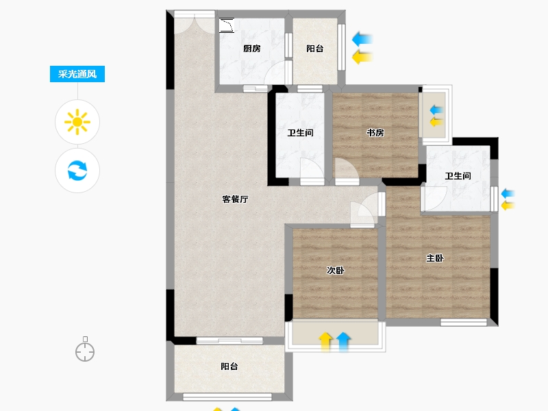 四川省-巴中市-汇金龙腾御锦通江府-84.95-户型库-采光通风