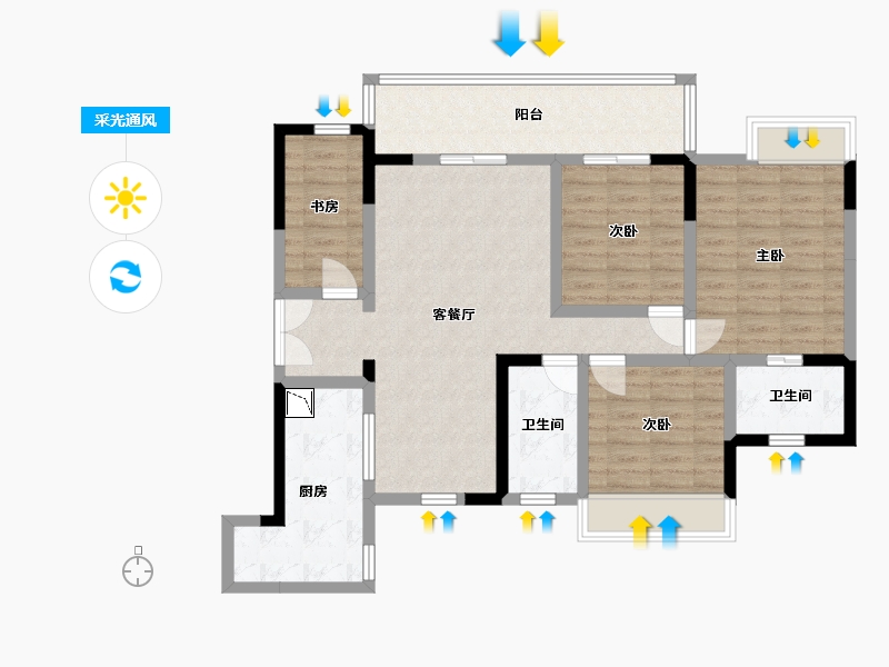 四川省-巴中市-汇金龙腾御锦通江府-99.74-户型库-采光通风