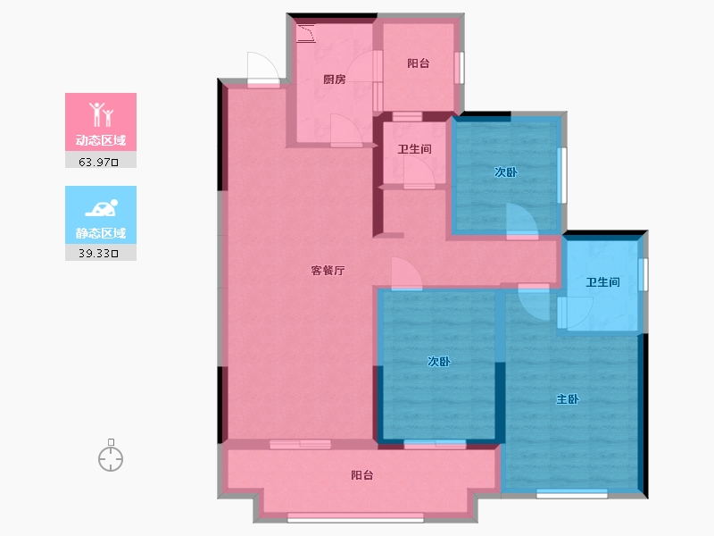 四川省-宜宾市-华润公园九里-90.85-户型库-动静分区