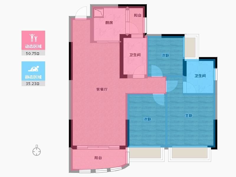 四川省-绵阳市-恒大翡翠龙庭-76.46-户型库-动静分区