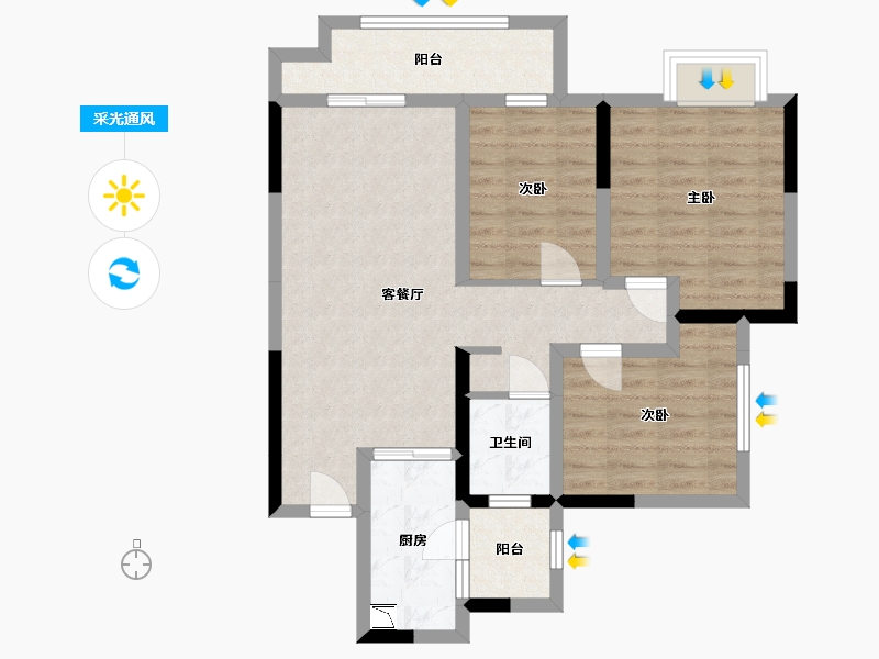 四川省-宜宾市-华润公园九里-78.07-户型库-采光通风