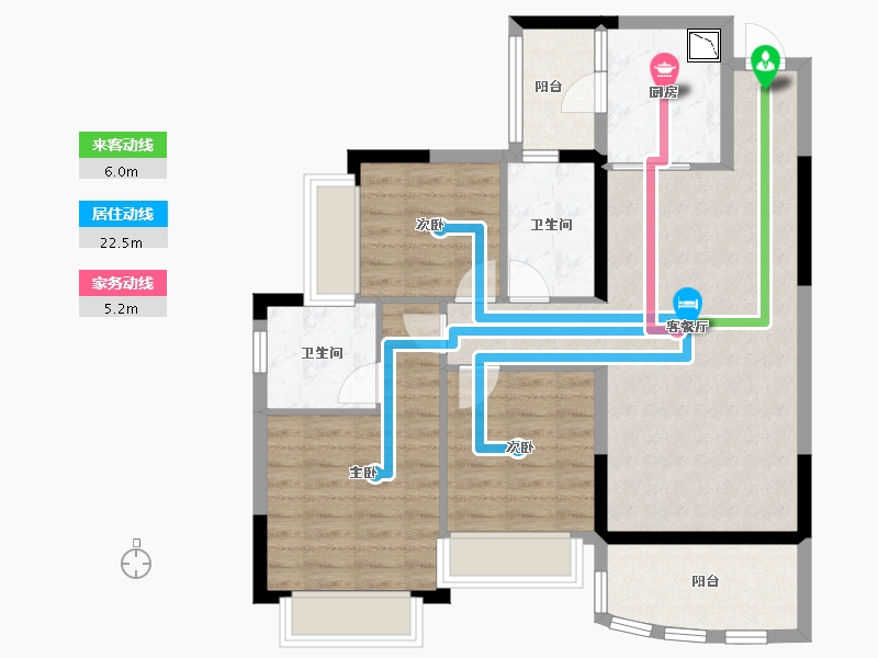 四川省-绵阳市-恒大翡翠龙庭-85.22-户型库-动静线