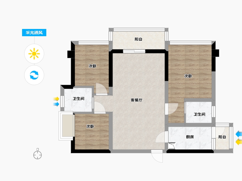 四川省-巴中市-一品凤凰城-67.85-户型库-采光通风