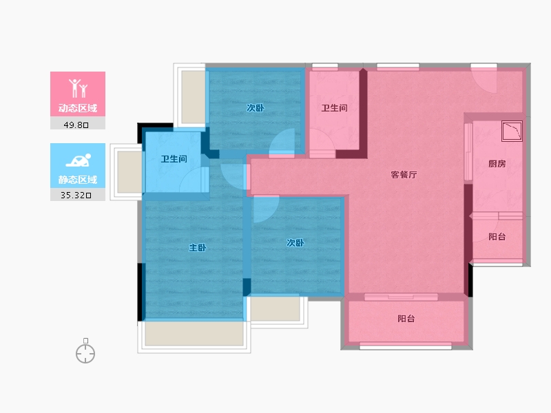 四川省-绵阳市-润森金座-73.99-户型库-动静分区