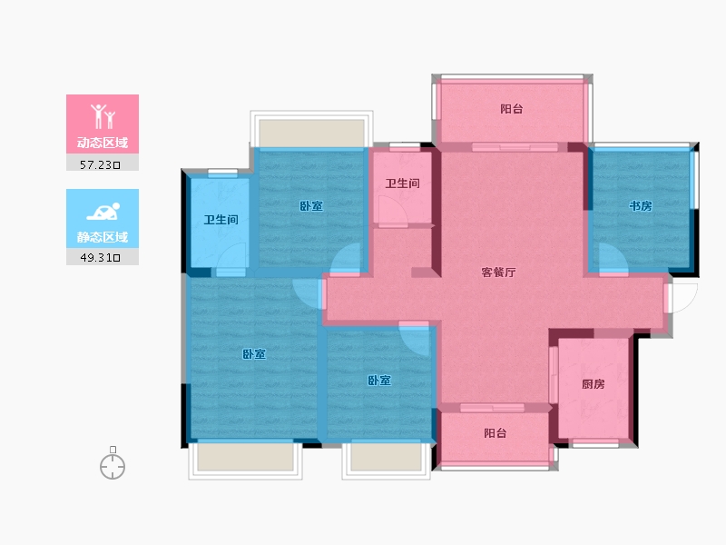 四川省-遂宁市-龙腾·紫御江山-93.56-户型库-动静分区