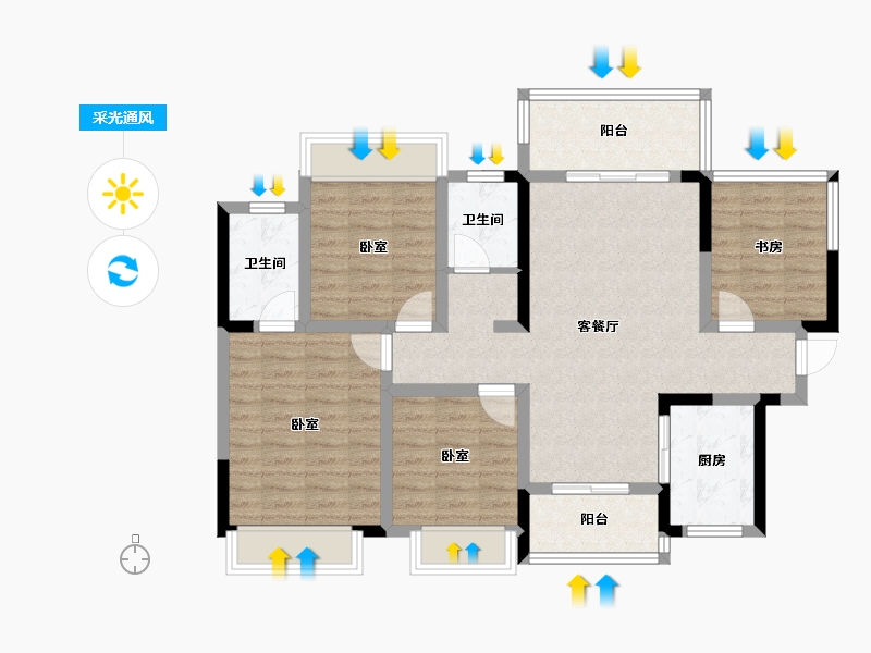 四川省-遂宁市-龙腾·紫御江山-93.56-户型库-采光通风