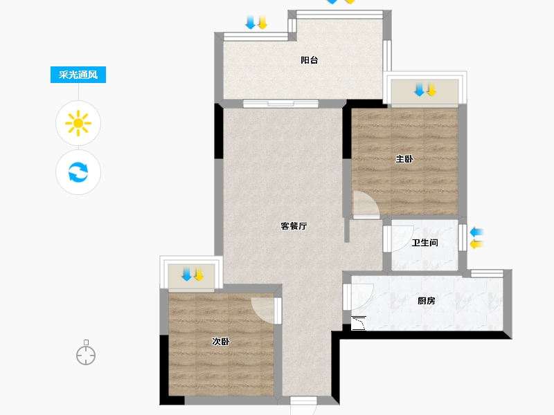 四川省-绵阳市-润森金座-67.07-户型库-采光通风