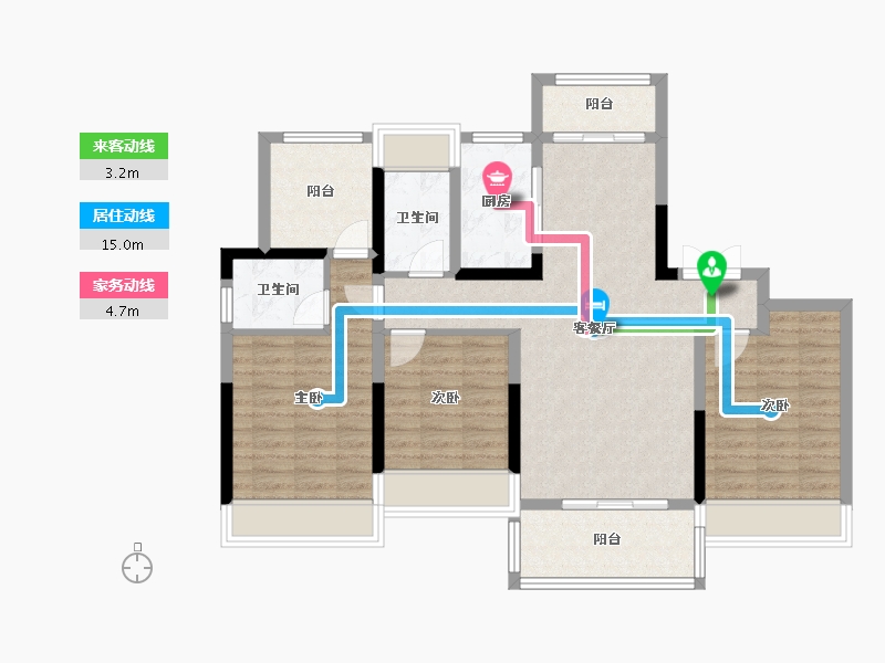 四川省-绵阳市-阳光西雅图二期-95.88-户型库-动静线