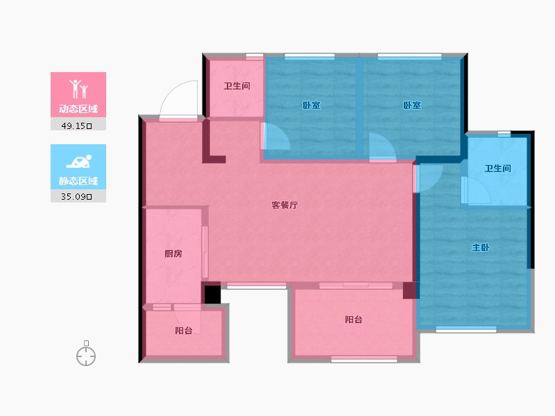 四川省-南充市-阳光半山府邸-75.66-户型库-动静分区