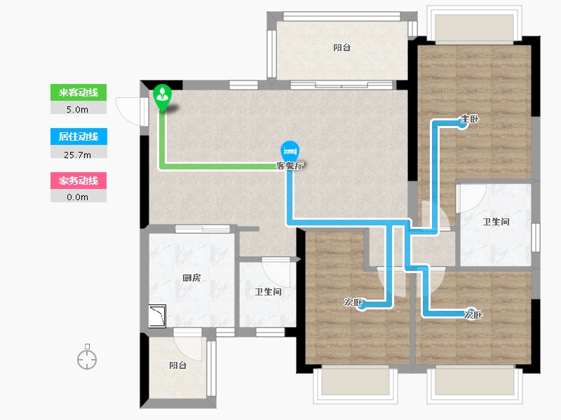 四川省-绵阳市-恒大翡翠龙庭-85.22-户型库-动静线