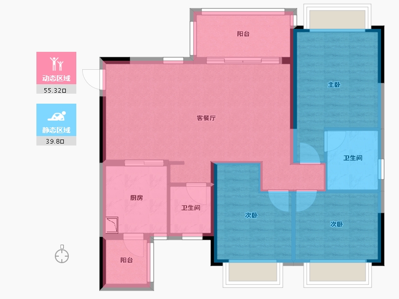 四川省-绵阳市-恒大翡翠龙庭-85.22-户型库-动静分区