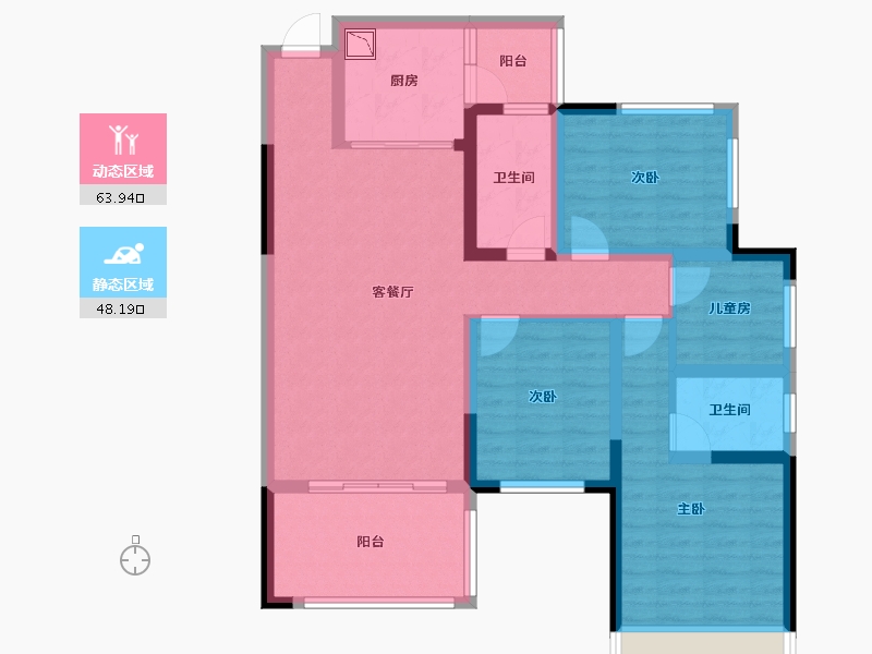 四川省-绵阳市-长虹天樾三期-98.80-户型库-动静分区