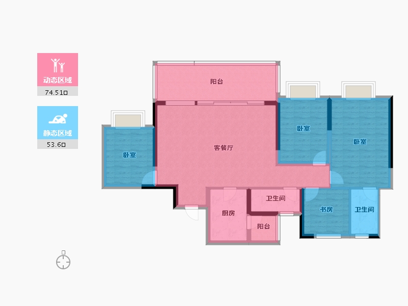 四川省-成都市-蓝光公园学府-115.47-户型库-动静分区