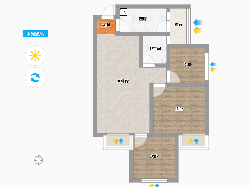 四川省-成都市-金恒德时代金悦-58.74-户型库-采光通风