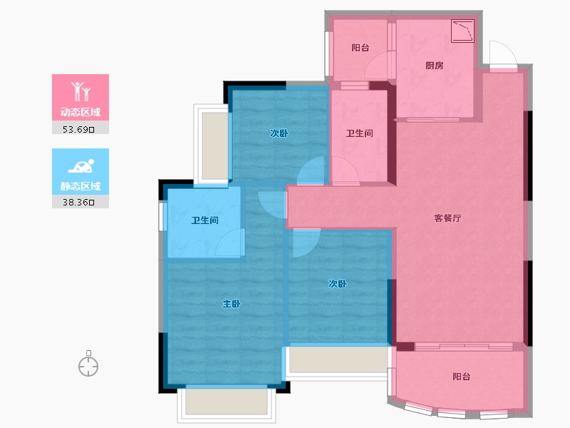 四川省-绵阳市-恒大翡翠龙庭-82.11-户型库-动静分区