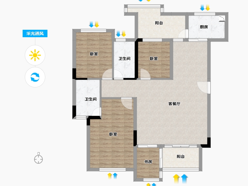 四川省-成都市-中航城-105.75-户型库-采光通风