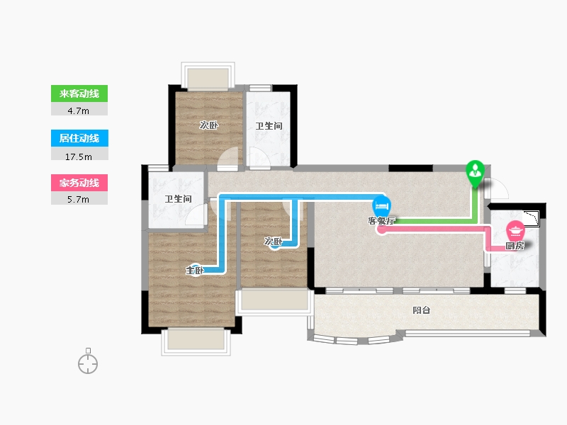 四川省-绵阳市-恒大翡翠龙庭-89.58-户型库-动静线