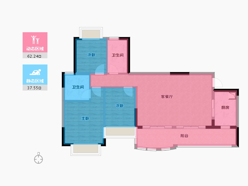 四川省-绵阳市-恒大翡翠龙庭-89.58-户型库-动静分区