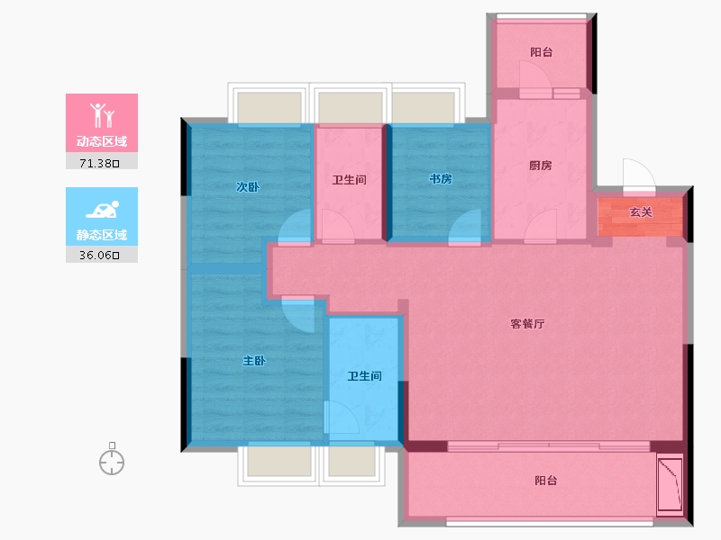 四川省-成都市-成都诚园-95.47-户型库-动静分区