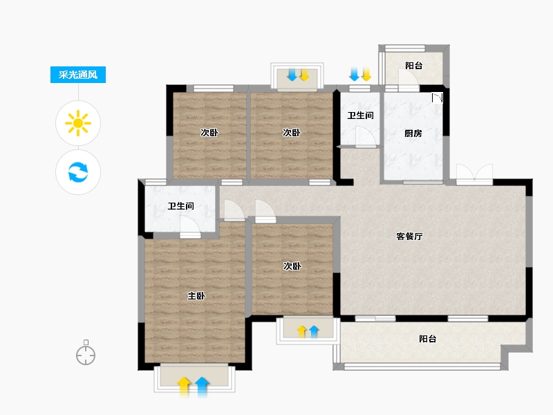 四川省-成都市-人居樾江峰荟-119.47-户型库-采光通风