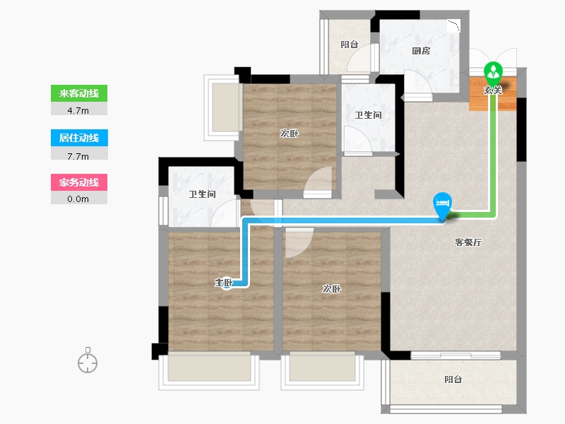 四川省-成都市-万景蓉元-74.97-户型库-动静线