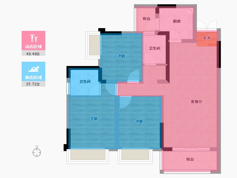 四川省-成都市-万景蓉元-74.97-户型库-动静分区