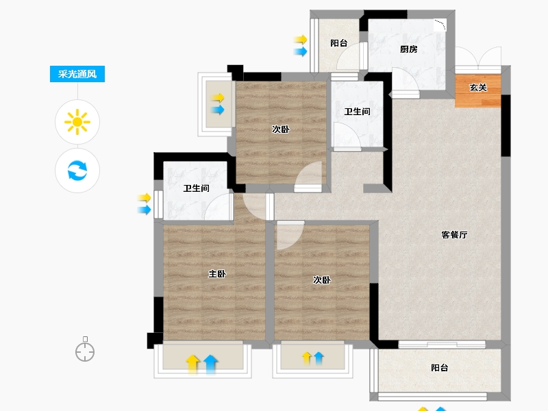 四川省-成都市-万景蓉元-74.97-户型库-采光通风