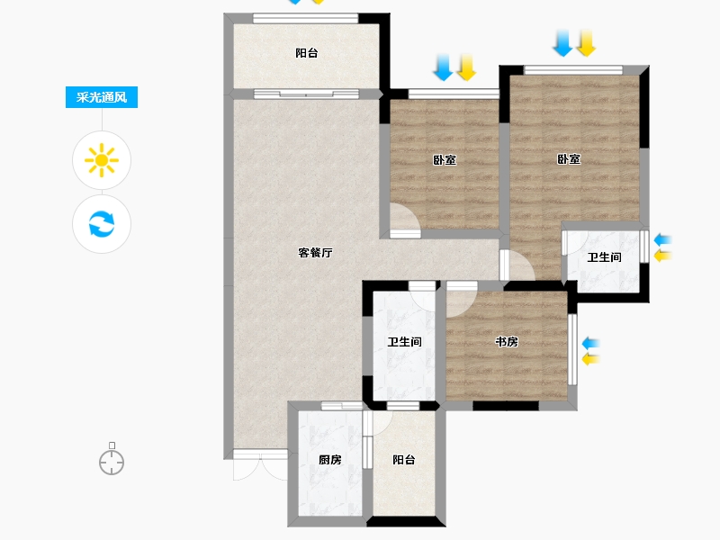 四川省-成都市-滨江翡翠城-86.51-户型库-采光通风