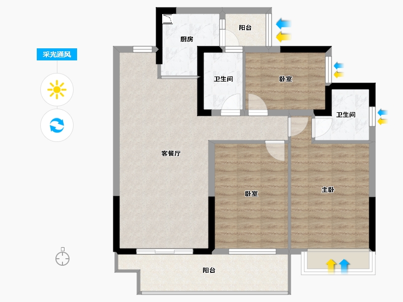 四川省-成都市-置信丽都府-91.99-户型库-采光通风